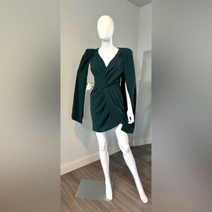 Lavish Alice Half Cape Wrap Mini Dress in Emerald Green Size 4 NWT